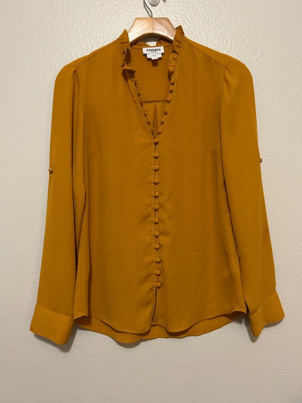 Express Mustard Button Up Blouse